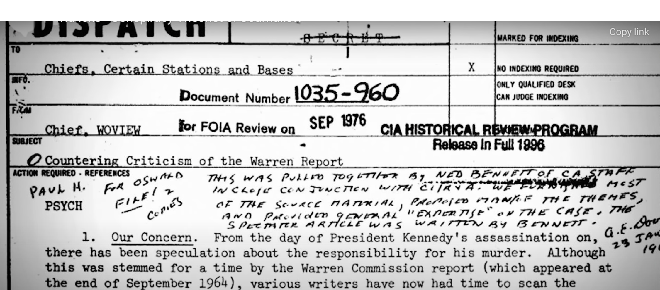 cia_1035_clean CIA document utilizing the words conspiracy theory to describe alternative stories to Kennedy Killing